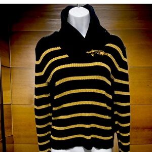 Ralph Lauren Black and gold sweater with gold buckle emblem. Beautiful piece.